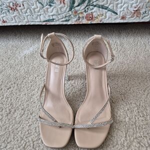 Bar III Nude Strappy Heels with Rhinestones